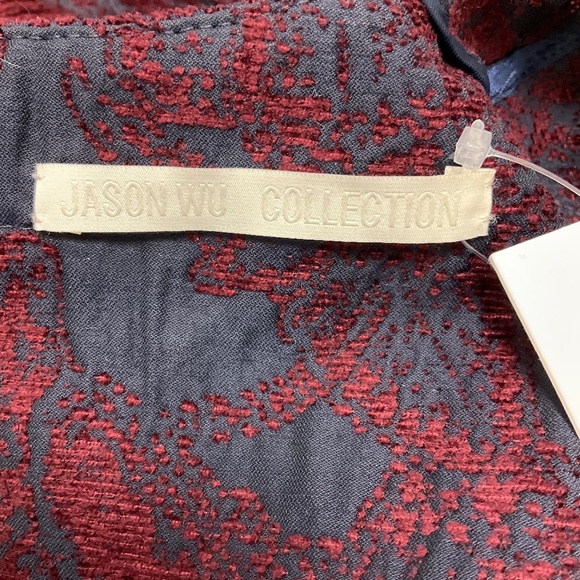 JASON WU COLLECTION NAVY / BURGUNDY SHORT SLEEVED MINI DRESS - Picture 4 of 7